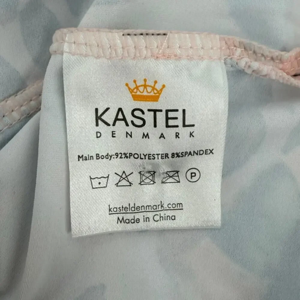 NWT Kastel Sport Cap Sleeve Rose Gold Zip Pearl Blush Watercolor Blouse Size XS - Picture 12 of 13